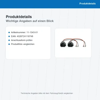 Preview: Lautsprecher Adapterkabel 2x passend für Hyundai OEM Anschluss 11-1343-01 - Bild 3 von 8