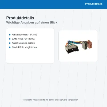 Preview: ISO Adapterkabel passend für Hyundai KIA 1143-02 - Bild 3 von 8