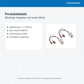 Lautsprecher Adapterkabel 2x passend für Toyota diverse OEM Anschluss 11-1300-02 - Bild 3 von 8