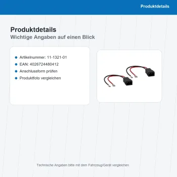 Lautsprecher Adapterkabel 2x passend für Audi diverse OEM Anschluss 11-1321-01 - Bild 3 von 8