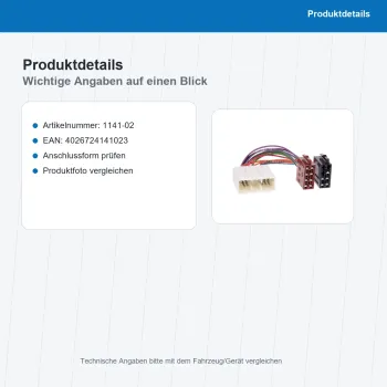 Preview: ISO Adapterkabel passend für Hyundai Mitsubishi SsangYong 1141-02 - Bild 3 von 8