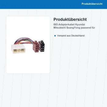 Preview: ISO Adapterkabel passend für Hyundai Mitsubishi SsangYong 1141-02 - Bild 2 von 8