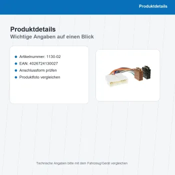 Preview: ISO Adapterkabel passend für Honda OEM Anschluss 1130-02 - Bild 3 von 8
