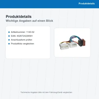 Preview: ISO Adapterkabel passend für Hyundai Kia 24Pin 18Pin 1140-02 - Bild 3 von 8