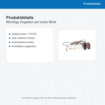 Preview: ISO Adapterkabel passend für Mazda OEM Anschluss 1170-02 - Bild 3 von 8