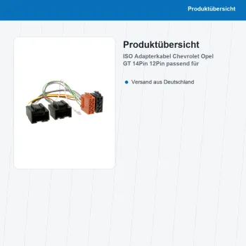 Preview: ISO Adapterkabel passend für Chevrolet Opel GT 14Pin 12Pin 1087-02 - Bild 2 von 8