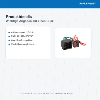 Preview: ISO Adapterkabel passend für Citroën Peugeot 1042-02 - Bild 3 von 8
