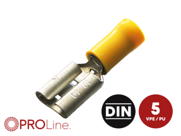 349501-3-5-p Flachsteckhülse(f) 4,0mm²-6,0mm²/9,5mm gelb ST 5 Stück – Bild 1 von 1