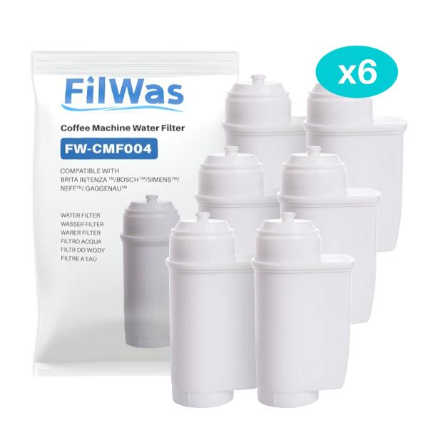 Six FILWAS Water Filters - Compatible with Siemens EQ Coffee Machines and Bosch TES Series