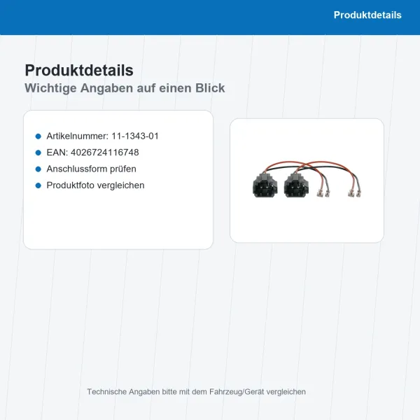 Lautsprecher Adapterkabel 2x passend für Hyundai OEM Anschluss 11-1343-01 - Bild 3 von 8