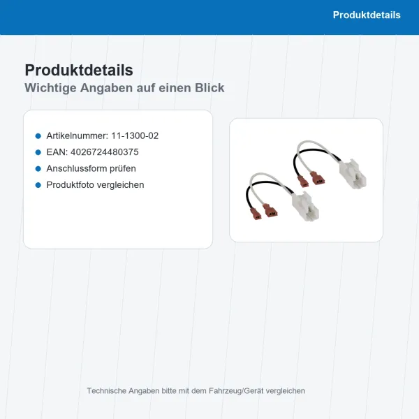 Lautsprecher Adapterkabel 2x passend für Toyota diverse OEM Anschluss 11-1300-02 - Bild 3 von 8