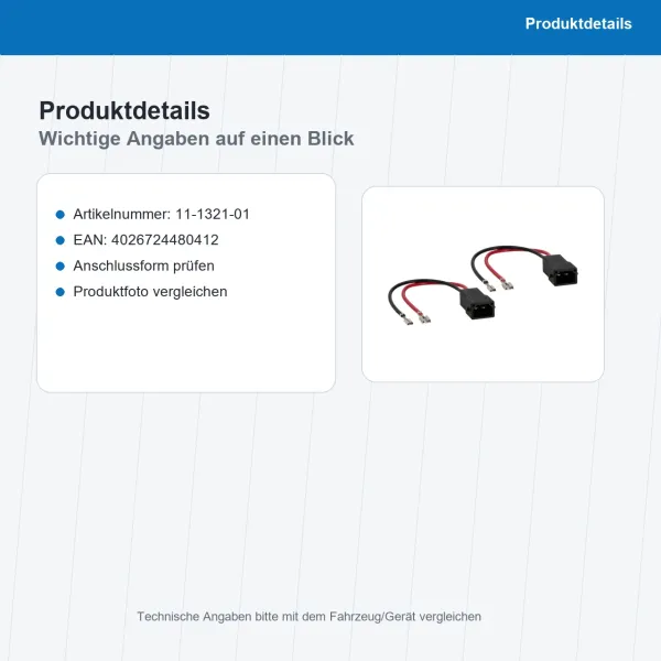 Lautsprecher Adapterkabel 2x passend für Audi diverse OEM Anschluss 11-1321-01 - Bild 3 von 8