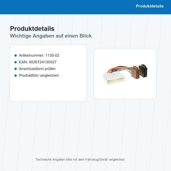 ISO Adapterkabel passend für Honda OEM Anschluss 1130-02 - Bild 3 von 8