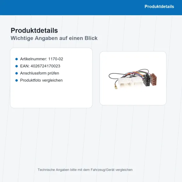 ISO Adapterkabel passend für Mazda OEM Anschluss 1170-02 - Bild 3 von 8